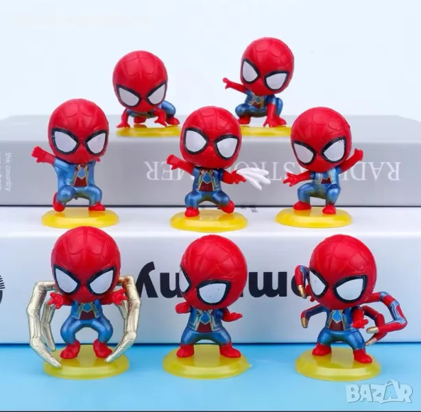 8 броя Спайдърмен пластмасови фигурки за декорация на торта игра, снимка 1