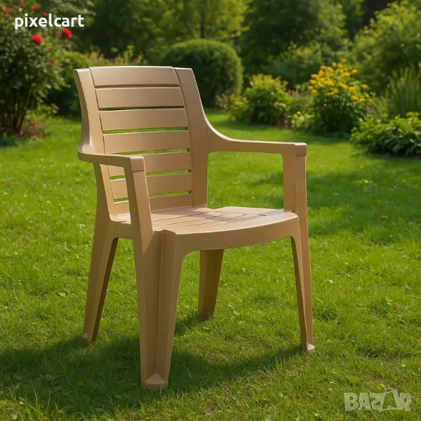 Градински стол с подлакътници - капучино, снимка 1