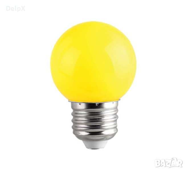 Лампа сфера мини, жълта, LED, клас F, цокъл E27, 220V, 1W, снимка 1