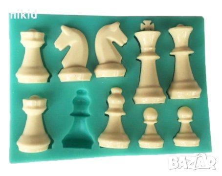 Шах Шахматни големи фигури силиконов молд форма фондан торта украса шоколад гипс фигурки, снимка 1