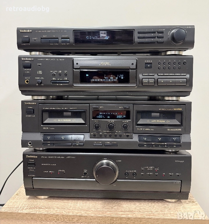 🔊Ретро аудио система - сет TECHNICS - усилвател, сд плеър, двукасетъчен дек и тунер🔊, снимка 1
