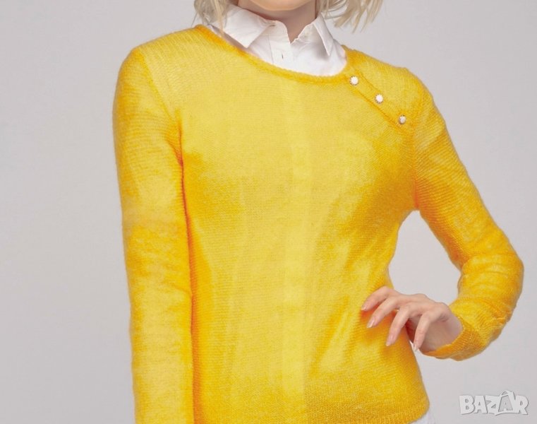 Леко и нежно пуловерче цвят слънчоглед, снимка 1