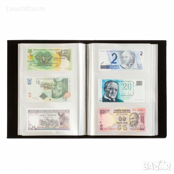 Албум за 300 банкноти с 100 броя двойнопрозрачни листи Leuchtturm -черен, снимка 1
