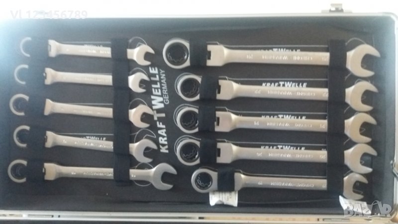 ПРОФЕСИОНАЛЕН К-т звездогаечни тресчотни ключове от 6мм до 32мм 22 части KRAFTWELLE , снимка 1