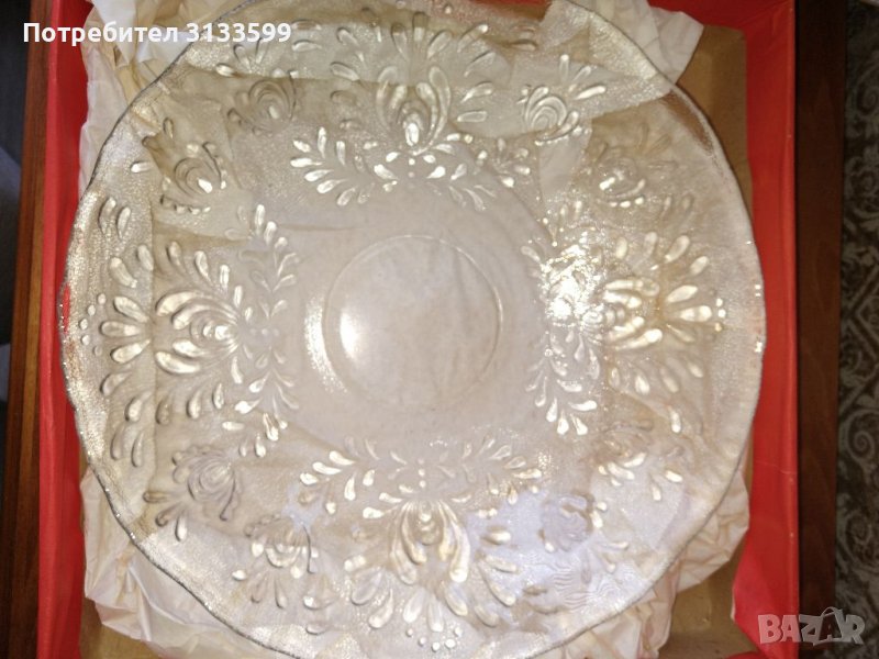 Голяма стъклена фруктиера - диаметър 30 см, снимка 1