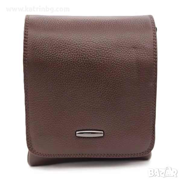 Мъжка чанта естествена кожа в кафяво с капак- Високо качество Код на продукта:K-026, снимка 1