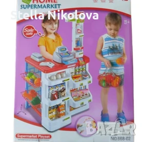 Детски супермаркет с продукти и каса, снимка 1