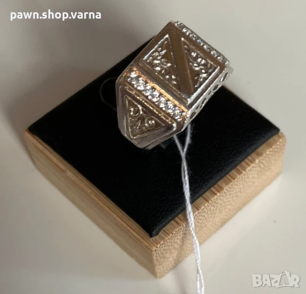 Мъжки сребърен пръстен с фианити – проба 925 – 6,10 гр – размер 19,5 мм – НОВ, снимка 1