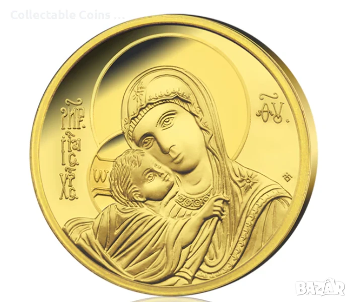 златна монета богородица и младенеца , снимка 1