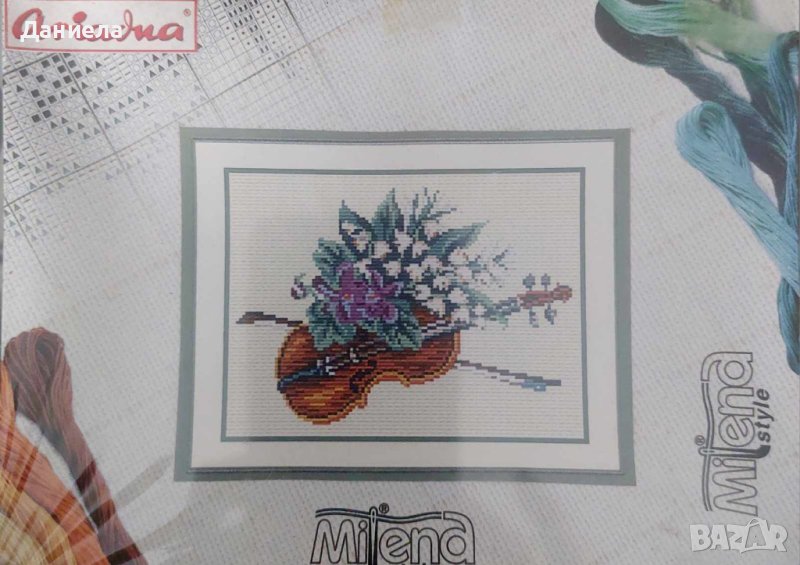 Гоблен за ушиване - Цигулка с цвета, Пъстри рози и Заливът на палмите, снимка 1