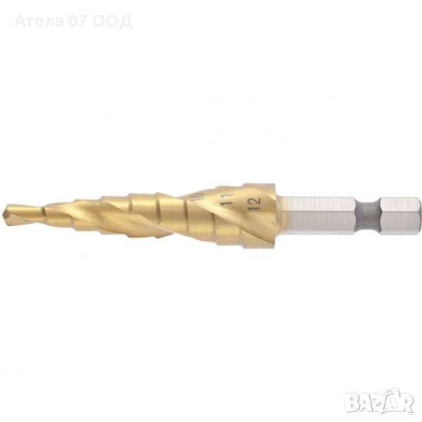 Свредло за метал стъпаловидно 4-5-6-7-8-9-10-11-12 мм, HSS, шестостенна опашка MTX, снимка 1