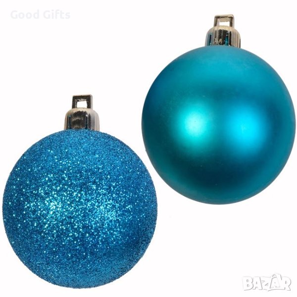 12 броя Комплект коледни топки, Тюркоаз, 5см, снимка 1