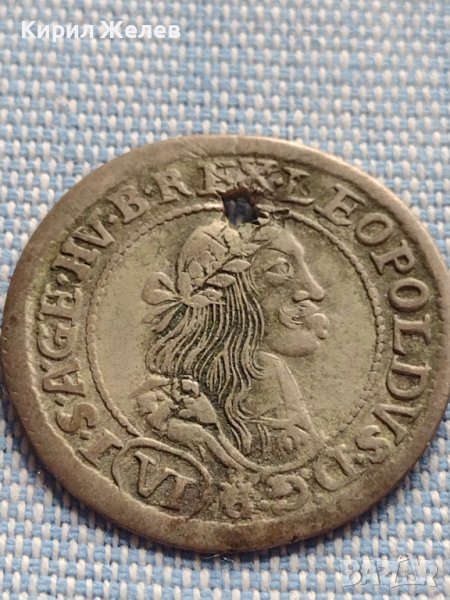Сребърна монета 6 кройцера 1671г. Леополд първи Кремниц Унгария 13665, снимка 1