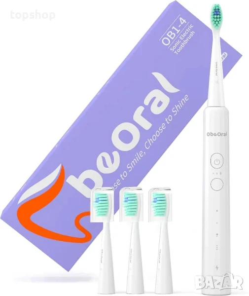 НОВА ултразвукова четка за зъби ObeOral OB1-4, 12 режима акумулаторна, 4 влакна Dupont, избелваща, снимка 1