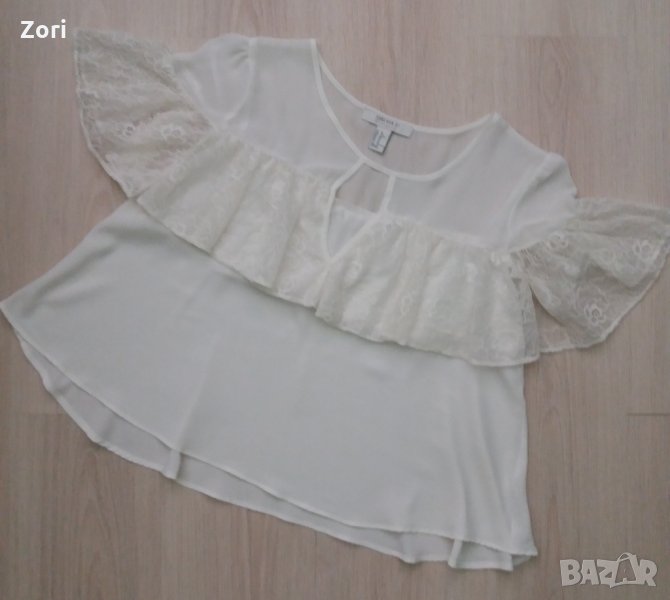 Красива бяла блуза с дантелени къдрички размер ХЛ/2ХЛ , снимка 1