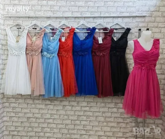 Рокля с тюл в цвят циклама, снимка 2 - Рокли - 50414532