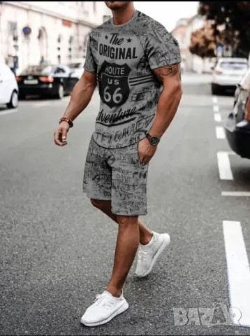 Мъжки комплект - тениска и къси панталони, снимка 5 - Спортни дрехи, екипи - 46599403