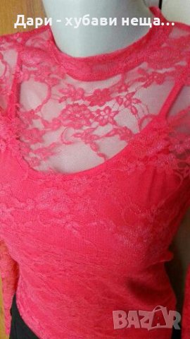Розова блуза от дантела с подплата🍀❤S,M❤🍀арт.4224, снимка 3 - Блузи с дълъг ръкав и пуловери - 36773521