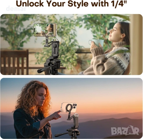 OMOTON TP02 Pro 360° въртящ се MagSafe статив, с 1/4" винт и Arca Swiss плоча, снимка 3 - Селфи стикове, аксесоари - 53281327