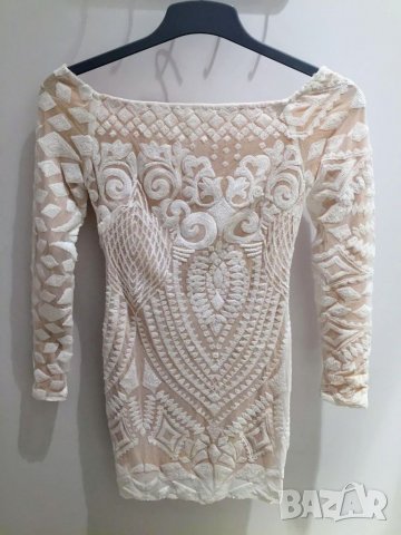  Луксозна бяла рокля с пайети кръщене, снимка 10 - Рокли - 27550095