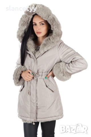 Двулицево яке/парка в бежов цвят, снимка 2 - Якета - 44445539