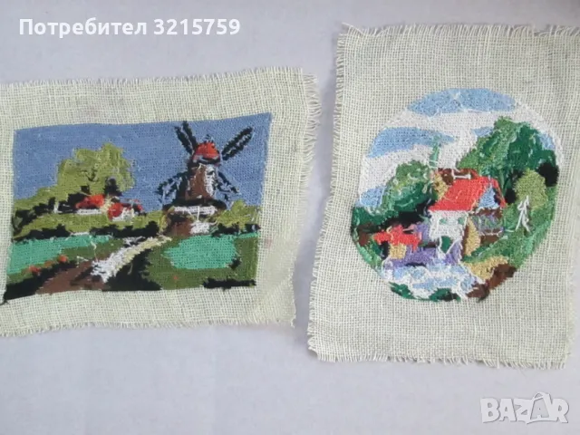 Ръчно шити малки гоблени-2 броя, снимка 5 - Антикварни и старинни предмети - 50303412
