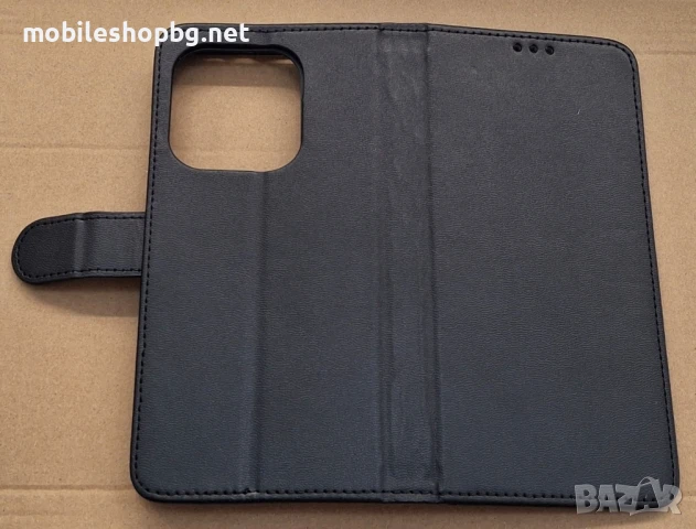 Redmi Note 14 4G калъф страничен с прегради и закопчаване черен син , снимка 3 - Калъфи, кейсове - 50482344
