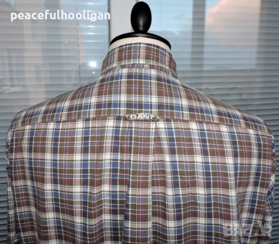 Gant Maine Twill Mens Multicolour Long Sleeve Plaid Checked Casual Shirt Size XL, снимка 8 - Ризи - 47644259