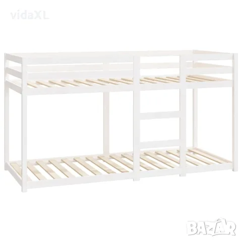 vidaXL Двуетажно легло, бяло, 80x200 см, борово дърво масив, снимка 4 - Спални и легла - 56148051