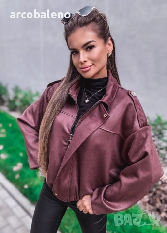 Дамско яке от рубинено-червен велур