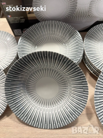 Комплект чинии 24 части с геометричен дизайн – Елегантност за всяка трапеза, снимка 3 - Сервизи - 54101061