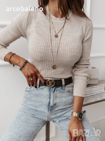 Дамски втален оребрен пуловер ISSABELI, 5цвята , снимка 3 - Блузи с дълъг ръкав и пуловери - 52579081