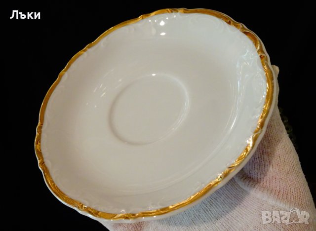Чаша с чиния баварски порцелан 24 k Gold. , снимка 9 - Чаши - 42310243