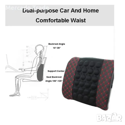 Масажираща електрическа възглавница Mercado Trade, За кола, 12V, Черен, снимка 5 - Аксесоари и консумативи - 48846259
