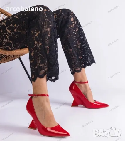 Дамски лачени обувки с платформа Florianda, 2цвята , снимка 3 - Дамски елегантни обувки - 49637446