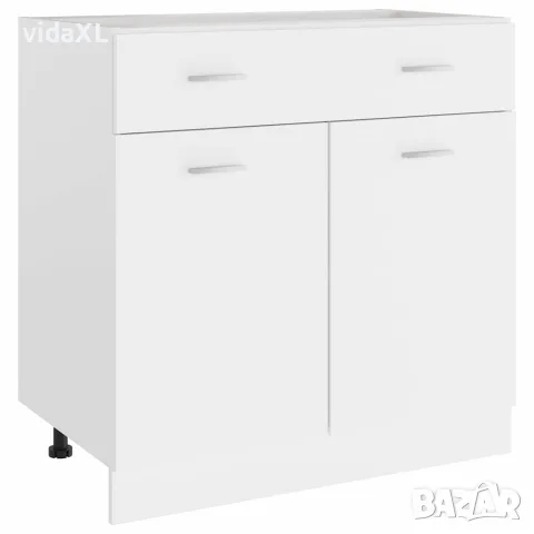 vidaXL Шкаф с чекмеджета "Lyon", бял, 80x46x81,5 см, инженерно дърво