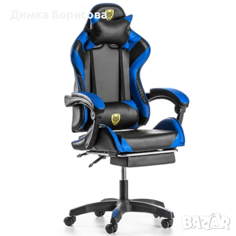 copy of Геймърски стол с регулируема височина, лумбална възглавница и метална основа, снимка 4 - Столове - 53243189