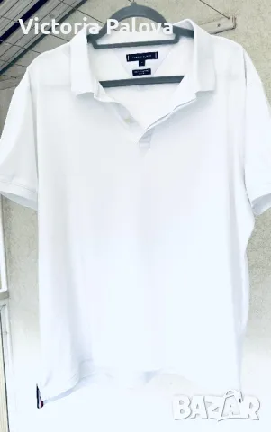 Бяла блуза/тениска поло яка TOMMY HILFIGER органик памук, снимка 2 - Тениски - 49875374