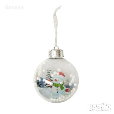 4257 Прозрачни коледни топки за елха с декорация Снежко, 3 броя, снимка 4 - Декорация за дома - 42905721