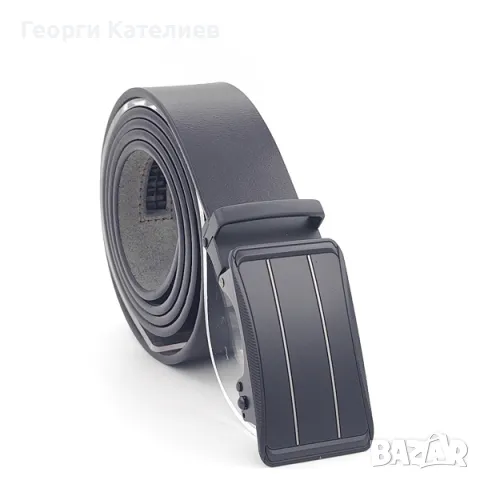 Стилен мъжки комплект естествена кожа в черно-Колан и портфейл Код на продукта:M-0032, снимка 4 - Подаръци за мъже - 48126236