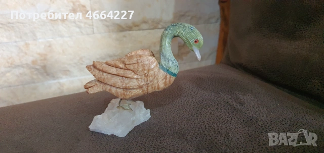 Фигурка на птица от полускъпоценни камъни, снимка 2 - Колекции - 53292901