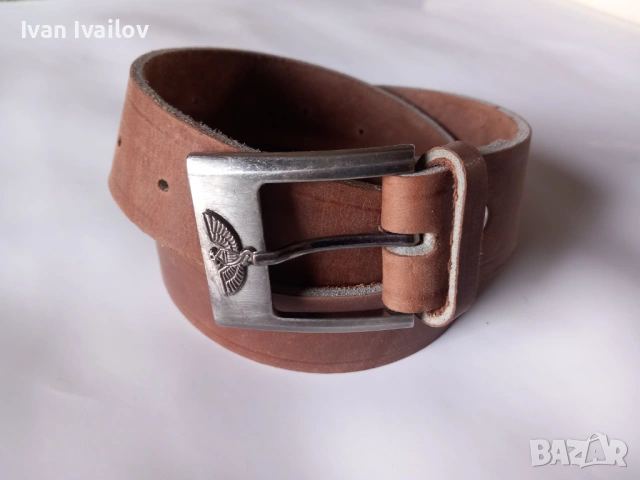 Мъжки колан Aeronautica Militare от масивна естествена кожа – Кафяв / 120 см