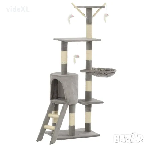 vidaXL Котешко дърво със сизалени стълбове, 138 см, сиво