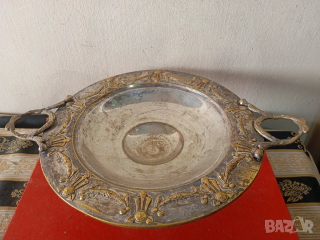Посребрена фруктиера,купа,панер в стил арт деко