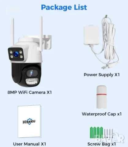 Външна - 8MP WiFi - Безжична Камера 4K, Автоматично проследяване, iCsee APP - Гаранция 12 месеца , снимка 2 - IP камери - 48549262