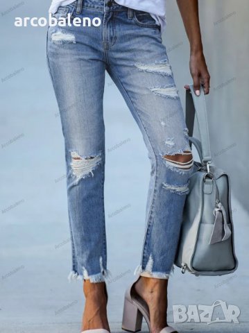 Дамски накъсани изпрани протрити дънки, 3цвята , снимка 2 - Дънки - 39459978