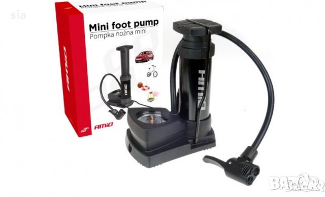 Крачна помпа с манометър  за напомпване на гуми метална мини, снимка 3 - Аксесоари и консумативи - 31667685