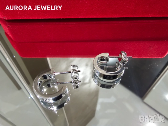 CARTIER Love Silver Hoop Дамски Обеци, снимка 4 - Обеци - 53238914