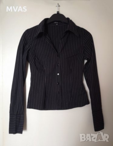 Черна риза XS New Yorker с бяло райе, снимка 1