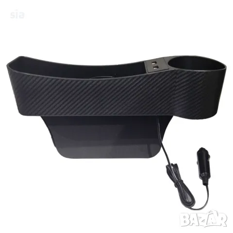 Поставка за чаша с 2 USB порта, Стойка органайзер, Пластмаса, Карбон, снимка 3 - Аксесоари и консумативи - 45233233